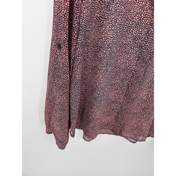 Tommy Hilfiger Pink Blue Speckled Button Down Sheer Blouse Polyester Women XL - Picture 3 of 8